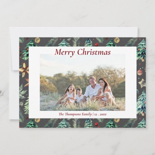 Weihnachten Holly Botanische Grüne Foto Kohle (Vorderseite)