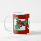 Weihnachten Holly Botanische Pflanze Zeichnend Rot Kaffeetasse (Links)