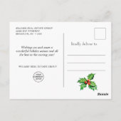 Weihnachten Holly Corporate Holiday Vielen Dank Postkarte (Rückseite)