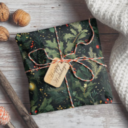 Weihnachten Holly Dark Winter Holiday Foliage Geschenkpapier