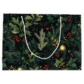 Weihnachten Holly Dark Winter Holiday Foliage Große Geschenktüte (Rückseite)