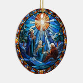 Weihnachten Holly Familie Buntglas Stil Keramik Ornament (Rechts)