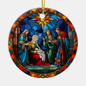 Weihnachten Holly Familie Buntglas Stil Keramik Ornament (Vorne)