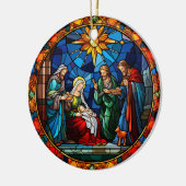 Weihnachten Holly Familie Buntglas Stil Keramik Ornament (Links)