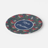 Weihnachten Holly Green Blätter, Rote Berries und  Pappteller (Schrägansicht)