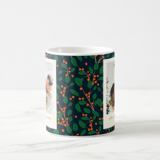 Weihnachten Holly Greenery Zwei Vertikale Fotos Ma Kaffeetasse (Mittel)