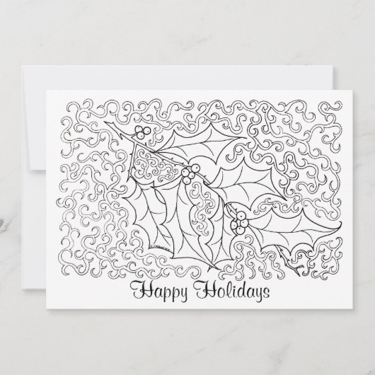 Weihnachten Holly Happy Holidays Card to Color (Vorderseite)