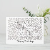 Weihnachten Holly Happy Holidays Card to Color (Stehend Vorderseite)