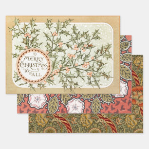 Weihnachten Holly Hübsch Antique Gruß Geschenkpapier Set