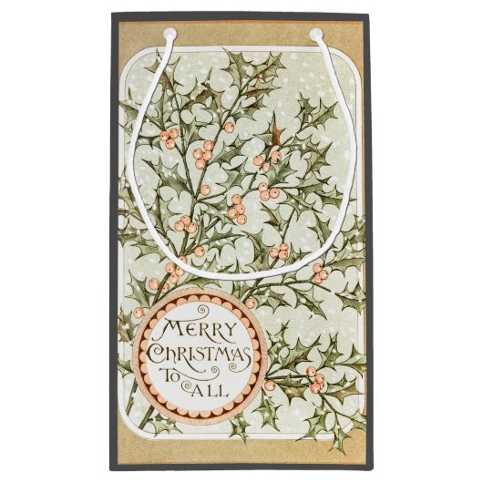 Weihnachten Holly Hübsch Antique Gruß Kleine Geschenktüte (Rückseite)