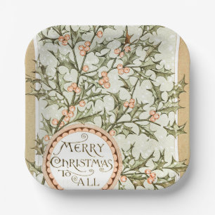 Weihnachten Holly Hübsch Antique Gruß Pappteller