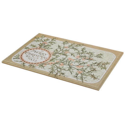 Weihnachten Holly Hübsch Antique Gruß Schneidebrett (Ecke)