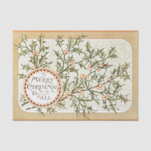 Weihnachten Holly Hübsch Antique Gruß Seidenpapier
