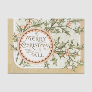Weihnachten Holly Hübsch Antique Gruß Seidenpapier