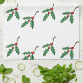 Weihnachten Holly Kitchen Handtuch (Gefaltet)