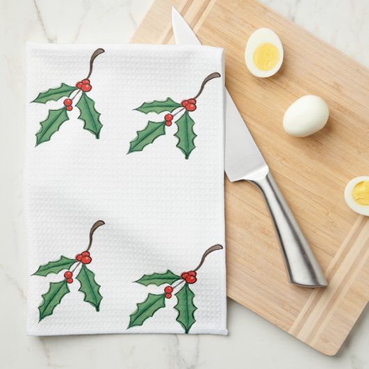 Weihnachten Holly Kitchen Handtuch (Viertel Falte)