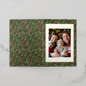 Weihnachten Holly Leaf Foil Holiday Foto Card (Äußere Ablage)