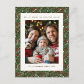 Weihnachten Holly Leaf Weihnachtsfotokarte (Vorderseite)