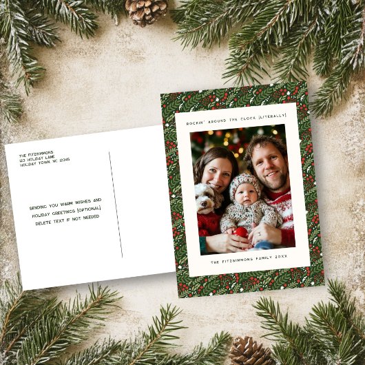 Weihnachten Holly Leaf Weihnachtsfotokarte