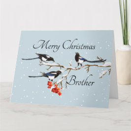 Weihnachten Holly Magpie Bird Brother Karte