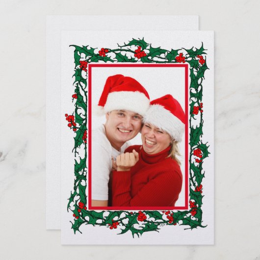 Weihnachten Holly mit Berries Border Foto (Vorne/Hinten)