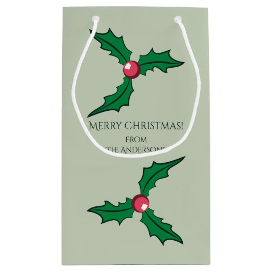 Weihnachten Holly Personalisiert Kleine Geschenktüte (Rückseite)