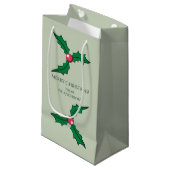 Weihnachten Holly Personalisiert Kleine Geschenktüte (Vorderseite Schrägansicht)