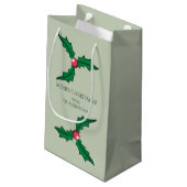 Weihnachten Holly Personalisiert Kleine Geschenktüte (Rückseite Schrägansicht)