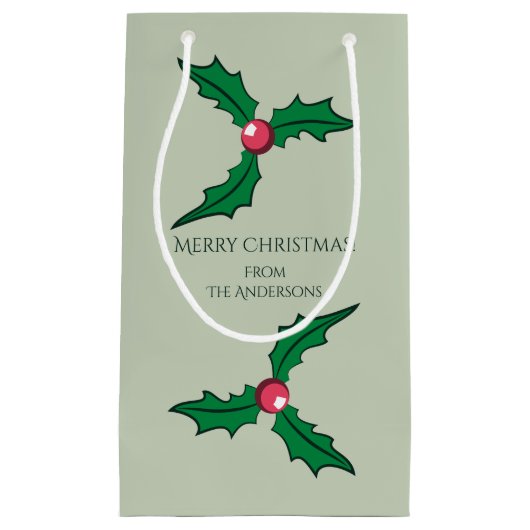 Weihnachten Holly Personalisiert Kleine Geschenktüte (Vorderseite)