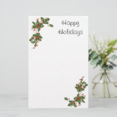 Weihnachten, Holly-Pflanze mit Roten Berries Briefpapier (Stehend Vorderseite)