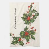Weihnachten, Holly-Pflanze mit Roten Berries Geschirrtuch (Vertikal)