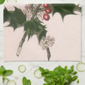 Weihnachten, Holly-Pflanze mit Roten Berries Geschirrtuch (Gefaltet)