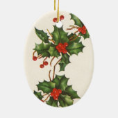 Weihnachten, Holly-Pflanze mit Roten Berries Keramikornament (Hinten)