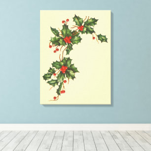 Weihnachten, Holly-Pflanze mit Roten Berries Leinwanddruck