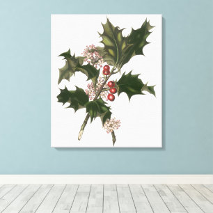 Weihnachten, Holly-Pflanze mit Roten Berries Leinwanddruck