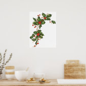 Weihnachten, Holly-Pflanze mit Roten Berries Poster (Küche)
