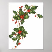 Weihnachten, Holly-Pflanze mit Roten Berries Poster (Vorne)
