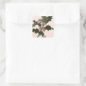 Weihnachten, Holly-Pflanze mit Roten Berries Quadratischer Aufkleber (Tasche)