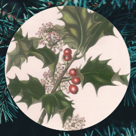Weihnachten, Holly-Pflanze mit Roten Berries Runder Aufkleber