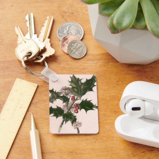 Weihnachten, Holly-Pflanze mit Roten Berries Schlüsselanhänger (Schreibtisch)