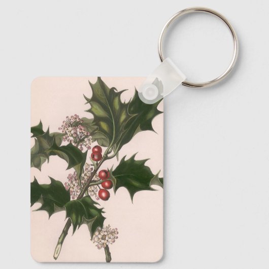 Weihnachten, Holly-Pflanze mit Roten Berries Schlüsselanhänger (Rückseite)