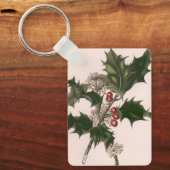 Weihnachten, Holly-Pflanze mit Roten Berries Schlüsselanhänger (Vorderseite)