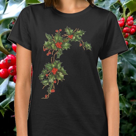 Weihnachten, Holly-Pflanze mit Roten Berries T-Shirt