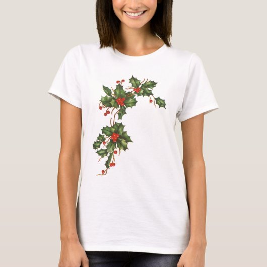 Weihnachten, Holly-Pflanze mit Roten Berries T-Shirt (Vorderseite)