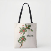Weihnachten, Holly-Pflanze mit Roten Berries Tasche (Vorderseite)
