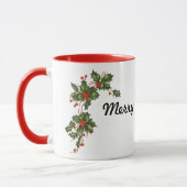 Weihnachten, Holly-Pflanze mit Roten Berries Tasse (Links)