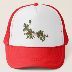 Weihnachten, Holly-Pflanze mit Roten Berries Truckerkappe