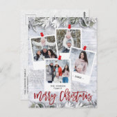 Weihnachten Holly Pine Rustikales Foto Gruß Postkarte (Vorne/Hinten)