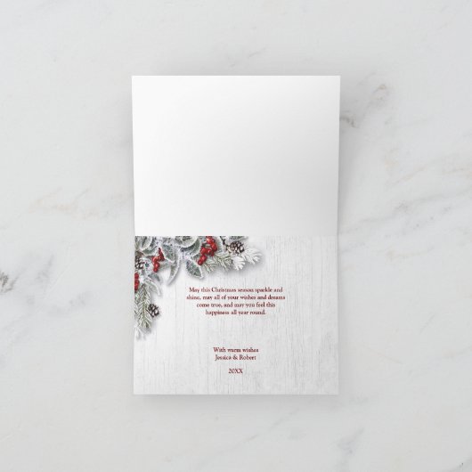 Weihnachten Holly Pine Rustikales Foto Weihnachtsk (Innenseite)