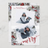 Weihnachten Holly Pine Rustikales Foto Weihnachtsk (Vorne/Hinten)